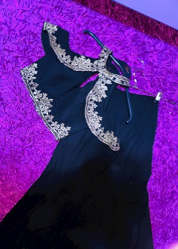 İşlemeli Siyah Mini Kadın Henna Elbise - Görsel 3