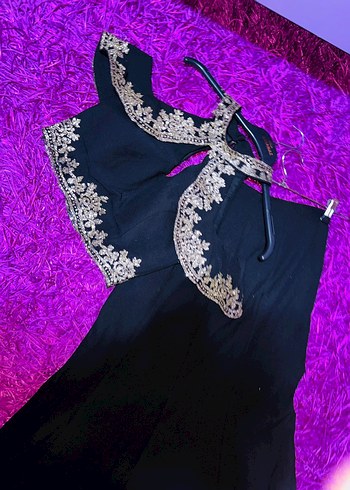 İşlemeli Siyah Mini Kadın Henna Elbise - Görsel 5