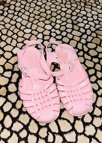 Kız Çocuk Pembe Tokalı Kauçuk Sandalet - Görsel 3