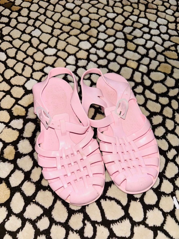 Kız Çocuk Pembe Tokalı Kauçuk Sandalet - Görsel 3