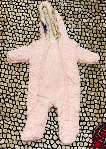 Kız Bebek Pembe Kürklü Kapüşonlu Tulum - Görsel 2