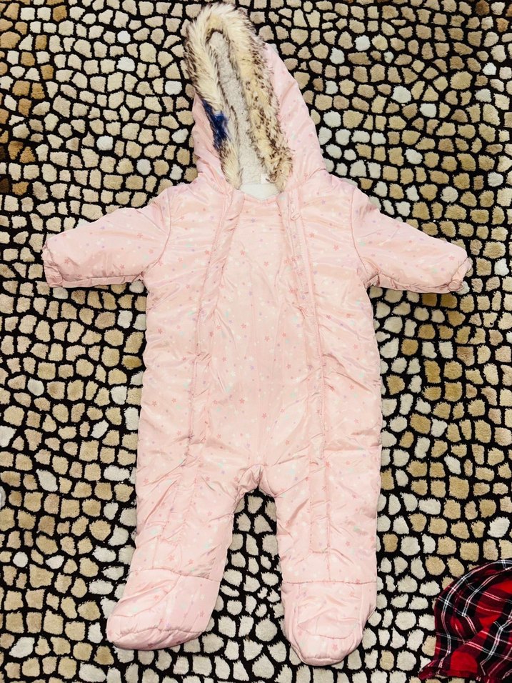 Kız Bebek Pembe Kürklü Kapüşonlu Tulum - Görsel 2