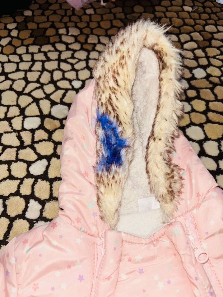 Kız Bebek Pembe Kürklü Kapüşonlu Tulum - Görsel 3