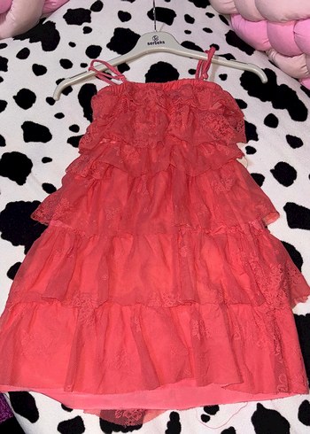 Pembe Fırfırlı Askılı Elbise - Görsel 2