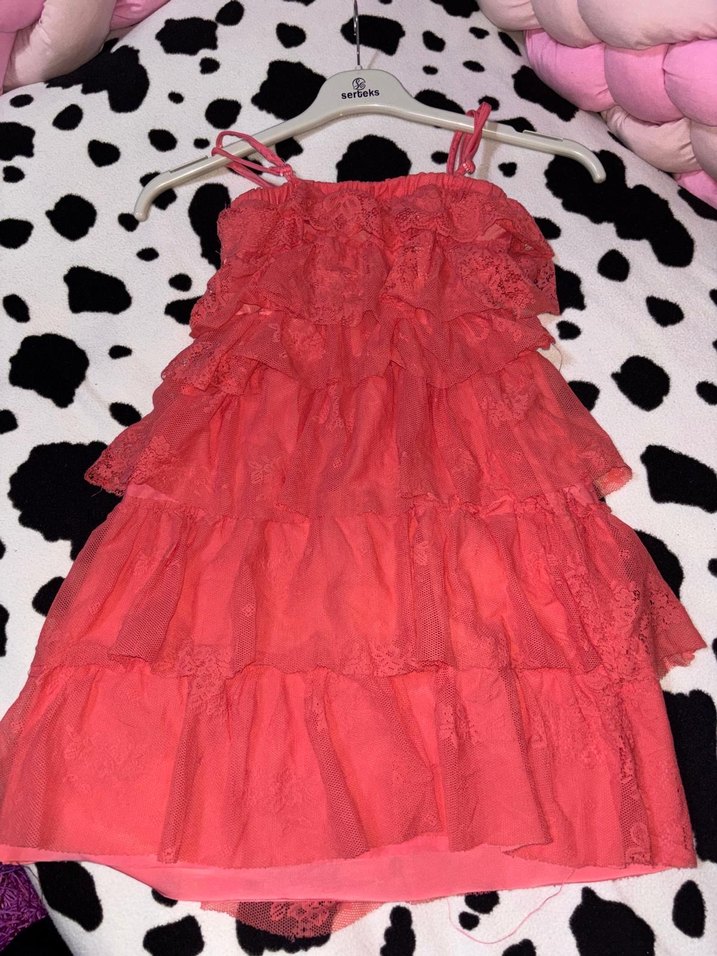 Pembe Fırfırlı Askılı Elbise - Görsel 2