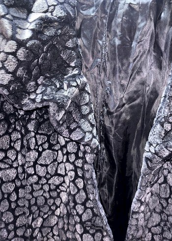 Gri Yılan Desenli Uzun Kadın Kaban - Görsel 6