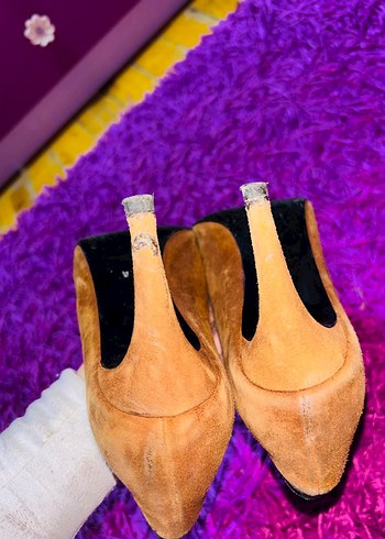 Vintage Kahverengi Süet Bağcıklı Stiletto - Görsel 5