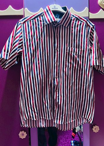 Renkli Çizgili Kısa Kollu Erkek Gömlek - Görsel 2
