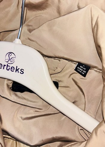 Bej Uzun Kadın Kışlık Mont Kürklü Kapüşonlu - Görsel 7