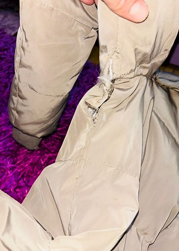 Bej Uzun Kadın Kışlık Mont Kürklü Kapüşonlu - Görsel 11