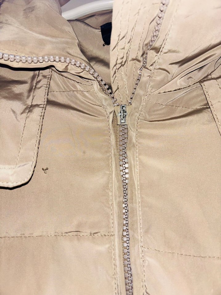 Bej Uzun Kadın Kışlık Mont Kürklü Kapüşonlu - Görsel 5