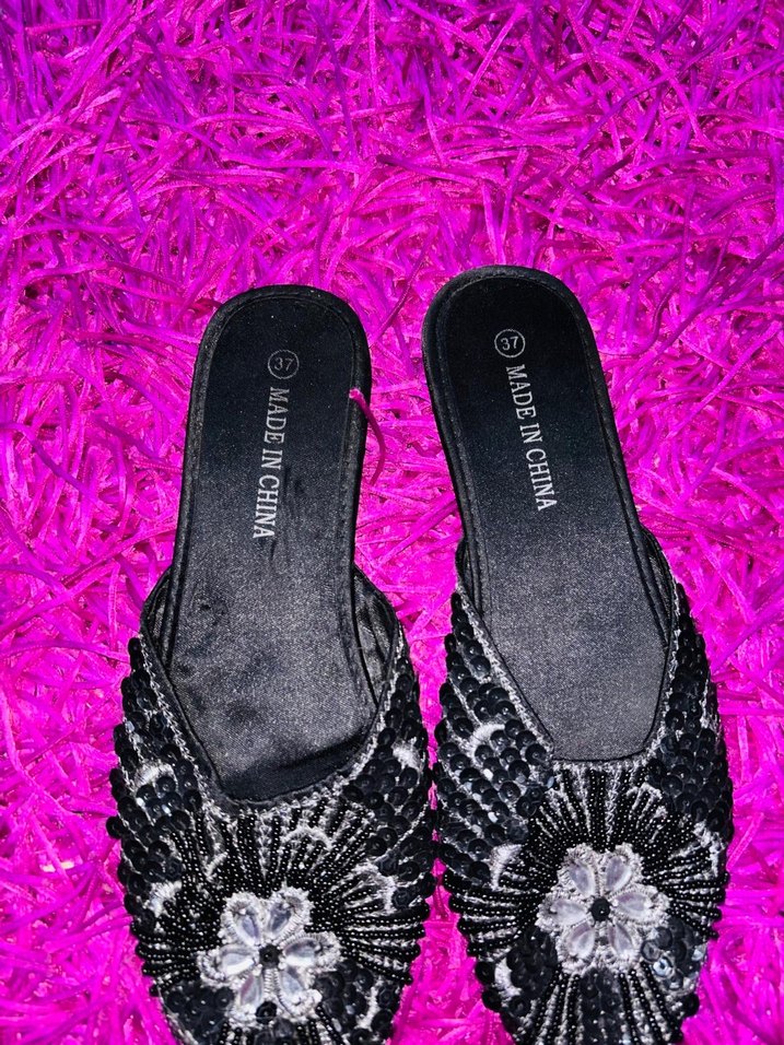 Boncuk İşlemeli Kadın Dolgu Topuk Terlik - Görsel 3