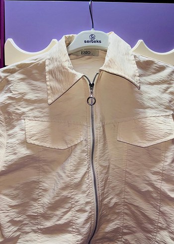 Kadın Beyaz Kısa Kollu Keten Ceket - Görsel 4