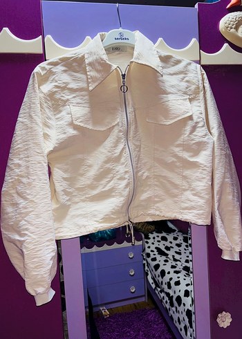 Kadın Beyaz Kısa Kollu Keten Ceket - Görsel 2