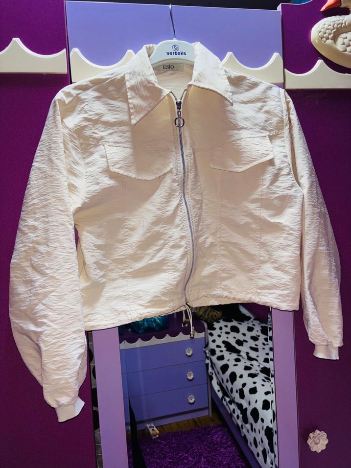 Kadın Beyaz Kısa Kollu Keten Ceket - Görsel 2