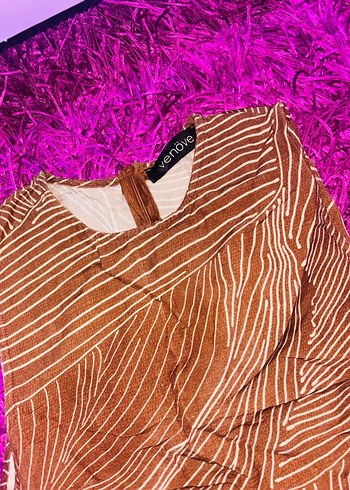 Vöneve Kadın Desenli  Kumaş Tulum - Görsel 3