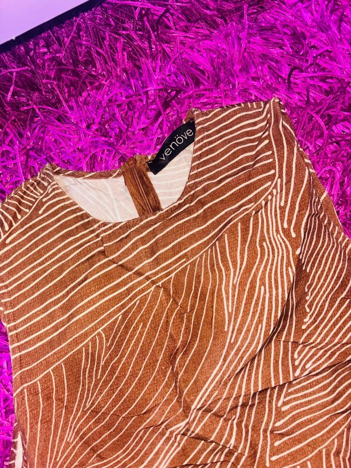 Vöneve Kadın Desenli  Kumaş Tulum - Görsel 3