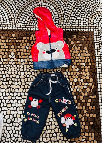 Renkli Nakışlı Kapüşonlu Bebek Erkek Takımı - Görsel 2