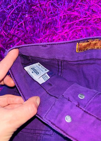 Düğmeli Mor Midi Denim Etek - Görsel 5