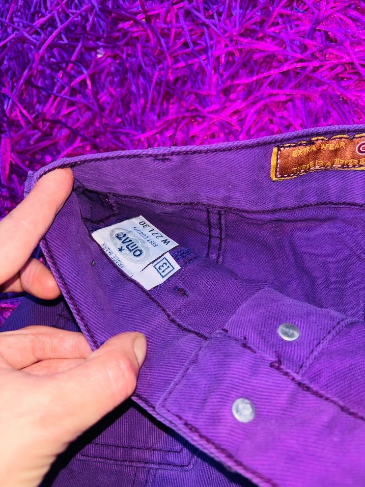 Düğmeli Mor Midi Denim Etek - Görsel 5