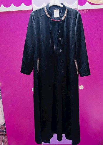 Düğmeli Siyah Uzun Kadın Kaban - Görsel 2