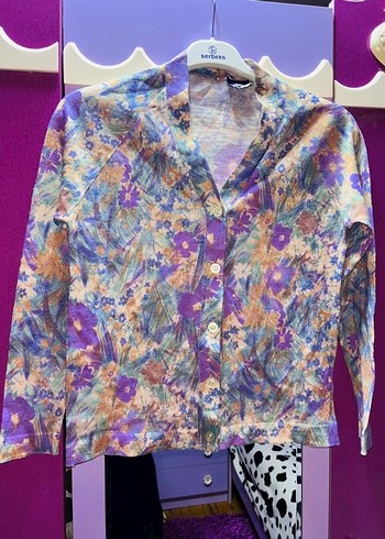 Vintage Mor Bağlama Desenli Bohem Kadın Gömlek - Görsel 3