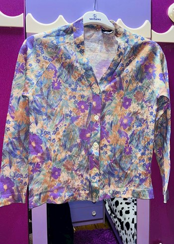 Vintage Mor Bağlama Desenli Bohem Kadın Gömlek - Görsel 2