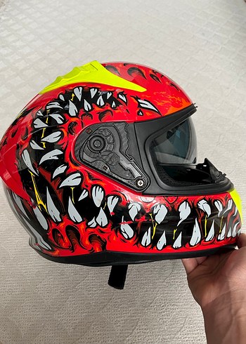 MTS Kırmızı Motosiklet Kaskı interkomlu - Görsel 3