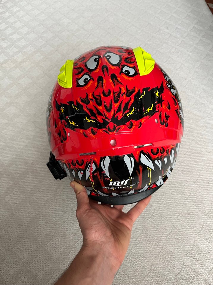 MTS Kırmızı Motosiklet Kaskı interkomlu - Görsel 4