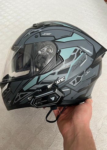 Motosiklet Kaskı Interkom + gözlük - Görsel 2