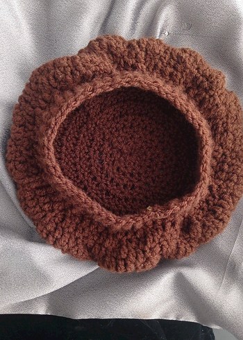 Kahverengi Örgü Bohem Kadın Bere - Görsel 3