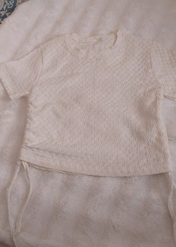Beyaz Keten Hamile Bluzu, Kısa Kollu, Salaş - Görsel 3
