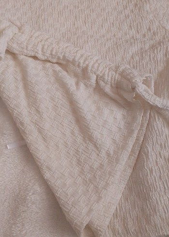 Beyaz Keten Hamile Bluzu, Kısa Kollu, Salaş - Görsel 2