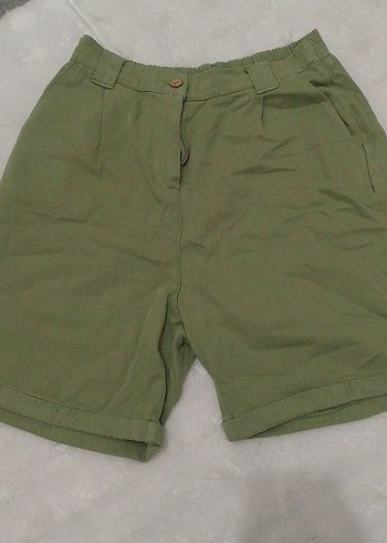 Kadın Keten Loose Fit Mini Bermuda Şort - Görsel 2