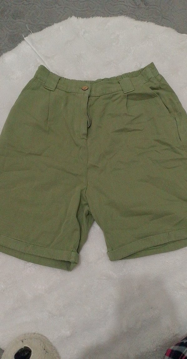 Kadın Keten Loose Fit Mini Bermuda Şort - Görsel 2