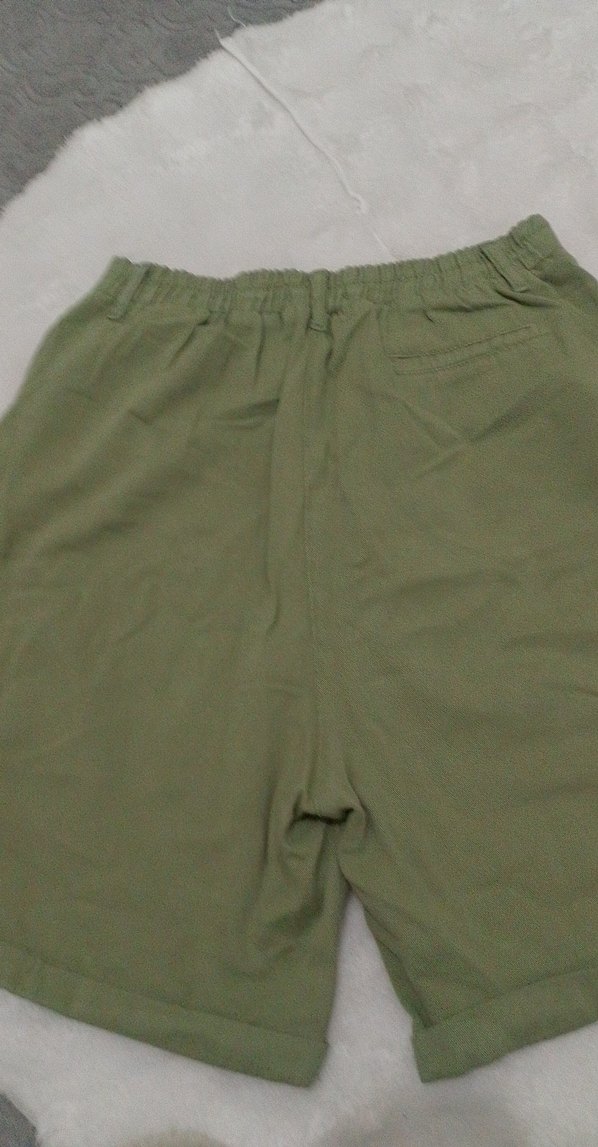 Kadın Keten Loose Fit Mini Bermuda Şort - Görsel 3