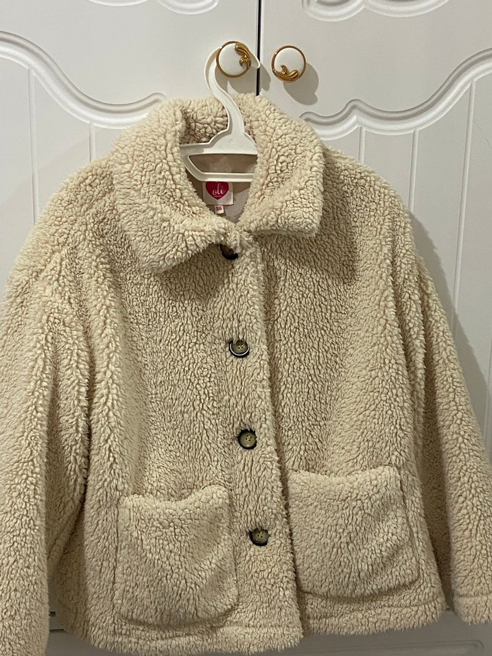 Beyaz Peluş Kadın Ceket KOTON - Görsel 2