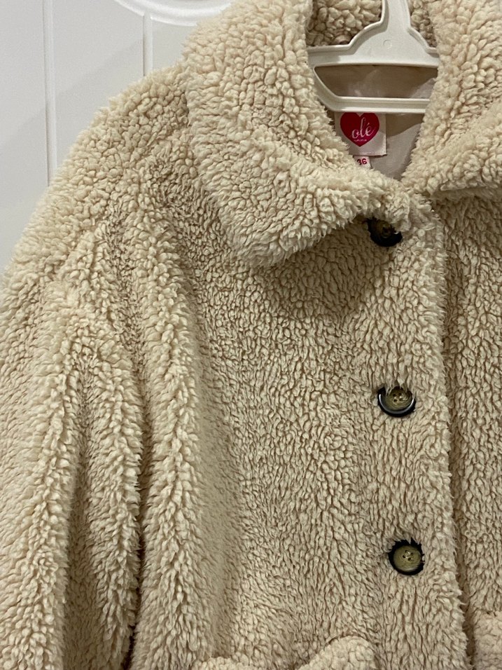 Beyaz Peluş Kadın Ceket KOTON - Görsel 3