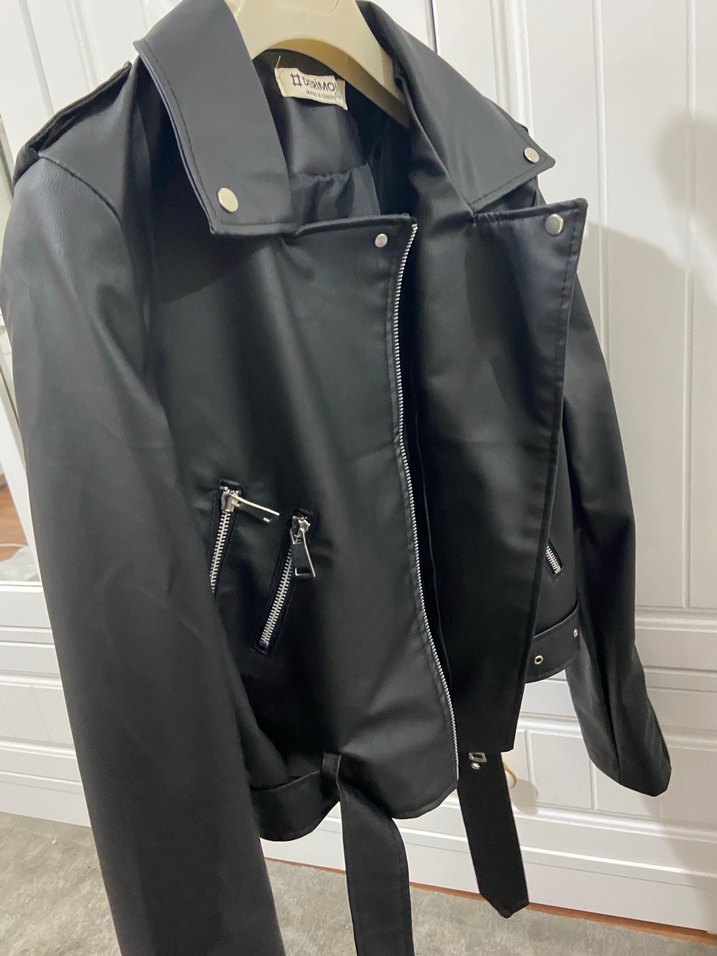 Siyah Deri Kemerli Kadın Ceket - Görsel 5