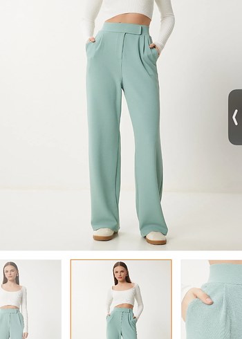 Happiness İstanbul Su Yeşili Rahat Kumaş Pantolon - Görsel 3