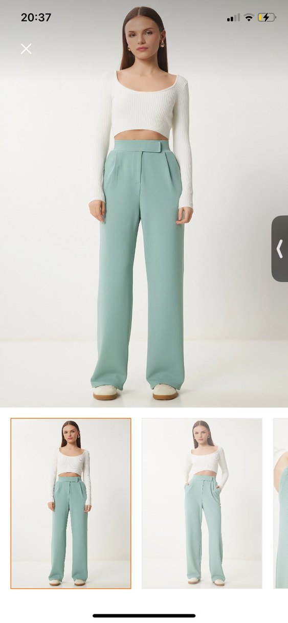 Happiness İstanbul Su Yeşili Rahat Kumaş Pantolon - Görsel 2