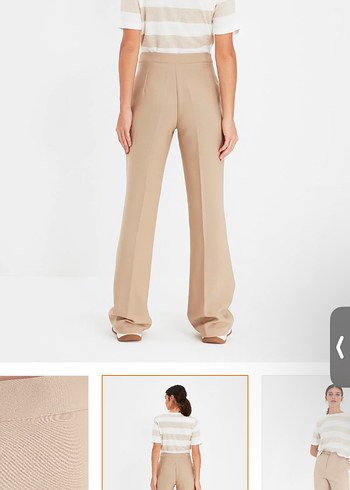 Bej Kadın Midi Kumaş Pantolon - Görsel 3