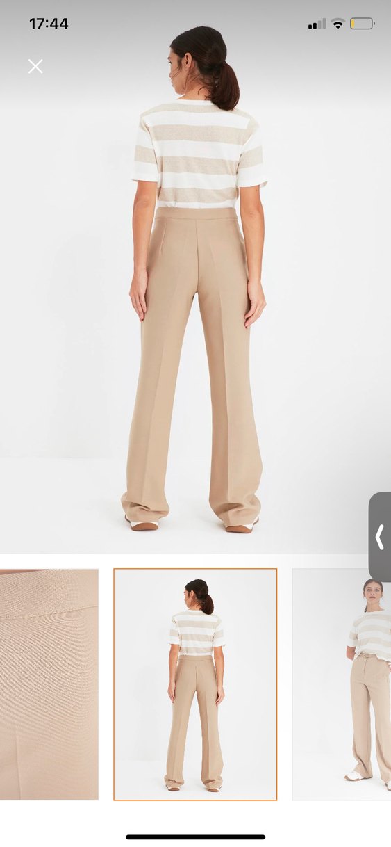 Bej Kadın Midi Kumaş Pantolon - Görsel 3