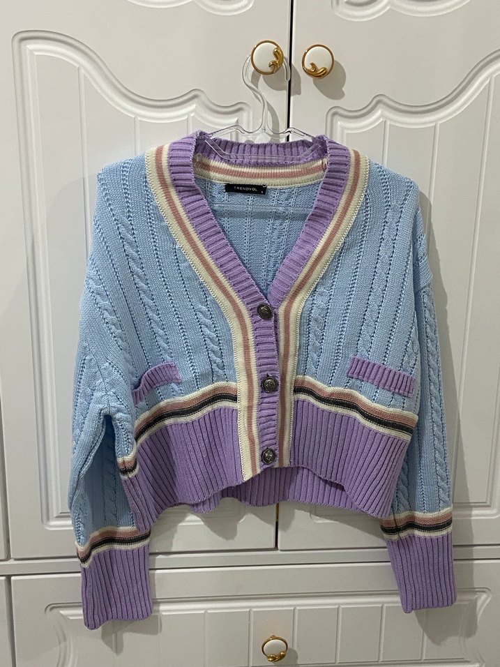 Milla Midi Örgü Hırka - Mor ve Pastel Tonlar - Görsel 2