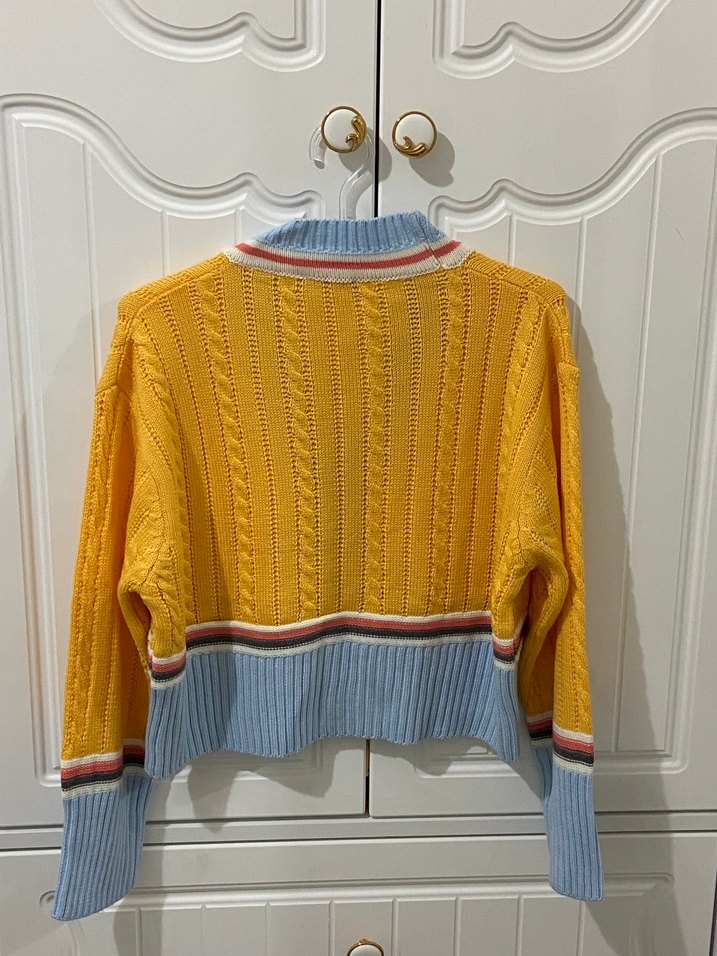 Sarı Mavi Triko Kadın Hırka - Görsel 3