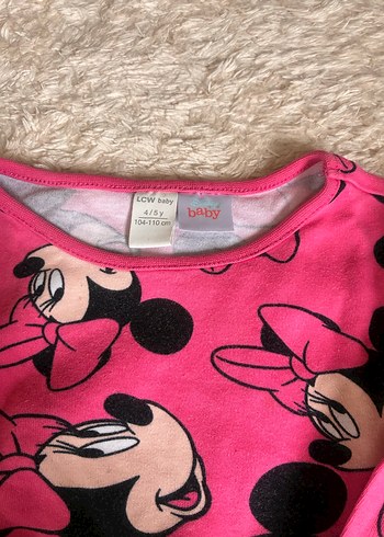 Kız Çocuk Pembe Minnie Baskılı Sweatshirt ve Pantolon - Görsel 2