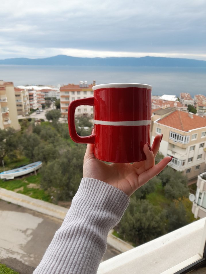 Karaca Kırmızı Tramvay Desenli Kapaklı Kupa - Görsel 4
