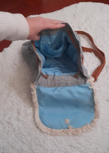 Vintage Mavi Çizgili Kadın Çanta - Görsel 3