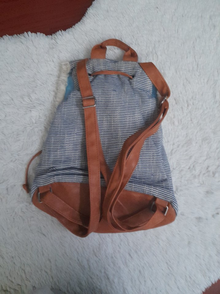 Vintage Mavi Çizgili Kadın Çanta - Görsel 5