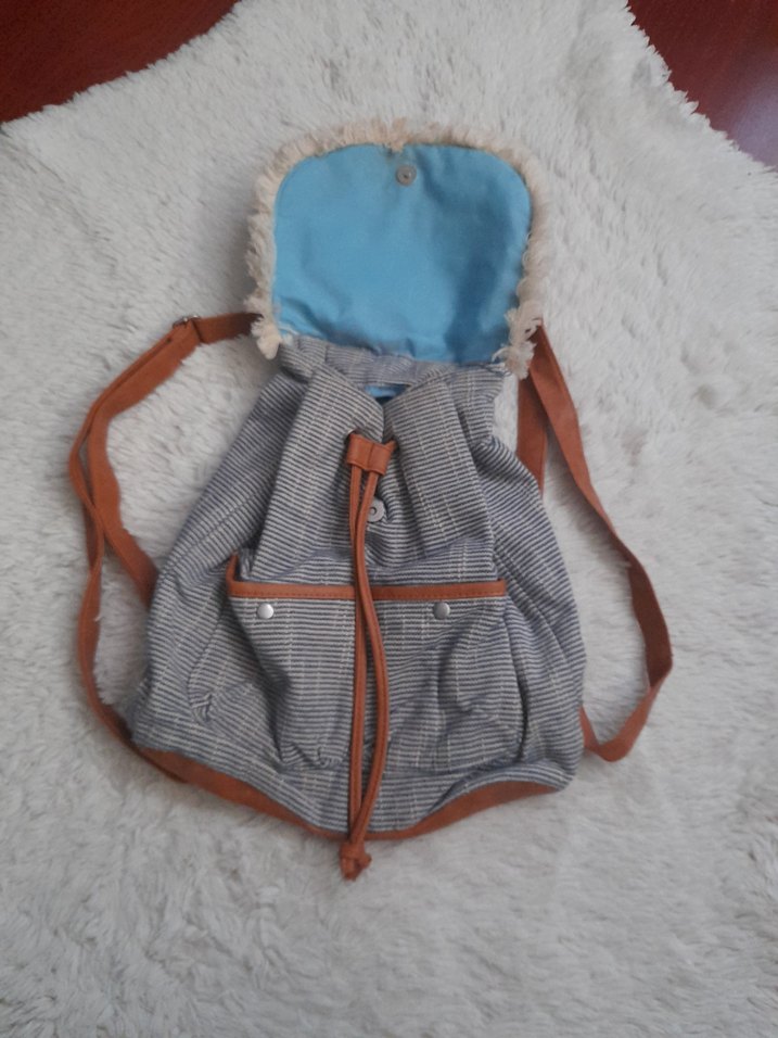 Vintage Mavi Çizgili Kadın Çanta - Görsel 2